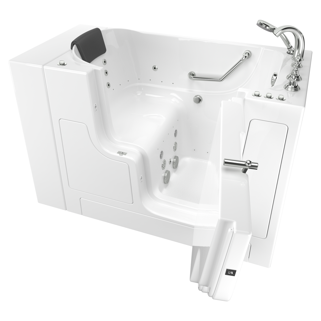 Gelcoat Premium Series 30 x 52-Inch Walk-in Tub With Combination Air Spa and Whirlpool Systems - Right-Hand Drain With Faucet